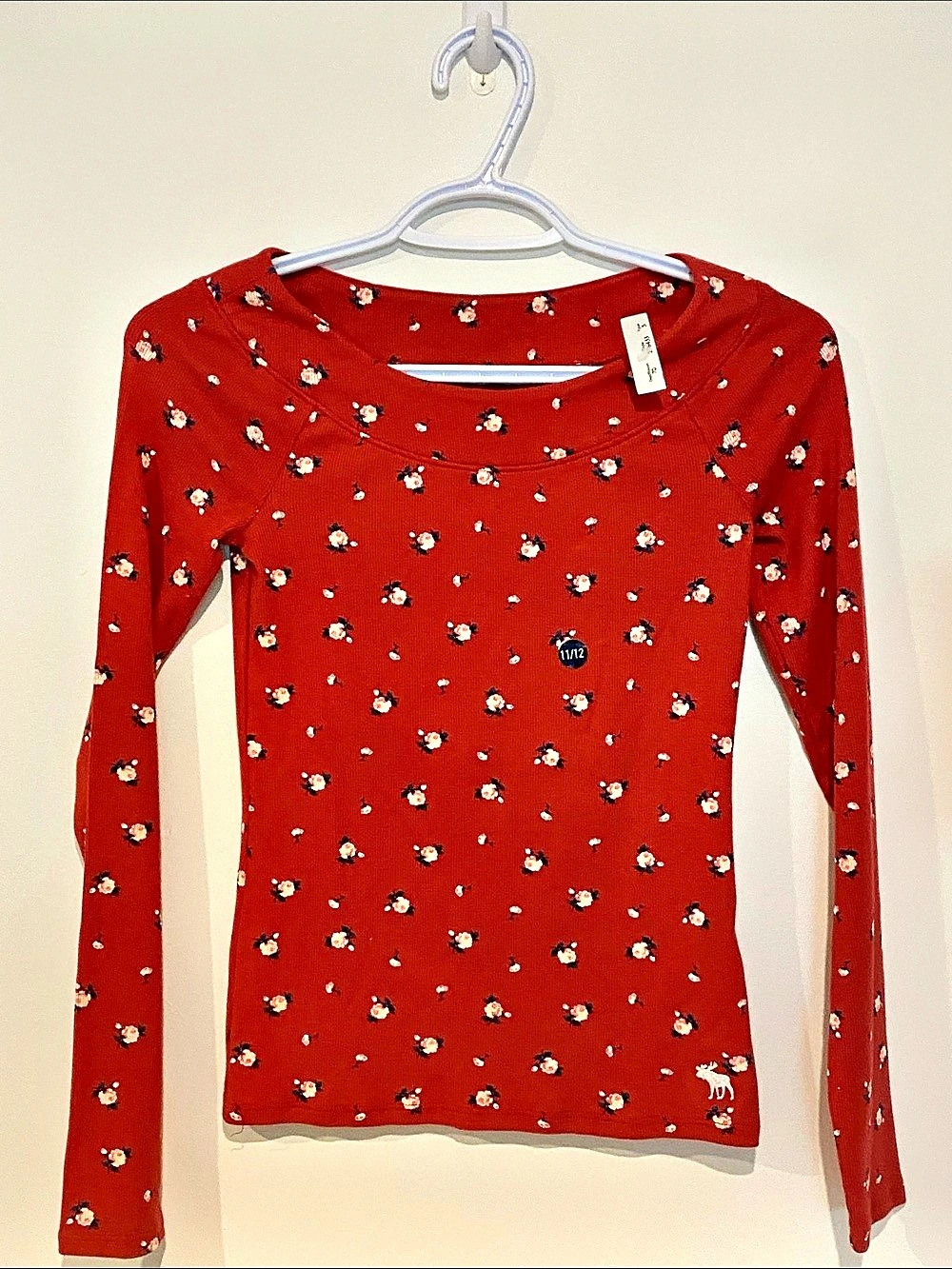 Abercrombie Kids Floral Long Sleeve Top in Red